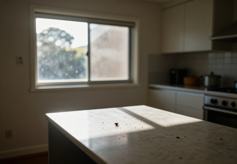 Cockroach activity in a Mulgoa kitchen wall cavity before treatment